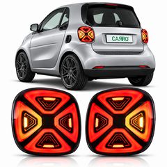 CARRO 395639 Πίσω Φανάρια Full LED Bar Dynamic με Start-Up Animation Κόκκινο/Διαφανές/Μαύρο Κατάλληλα για Smart Fortwo (C453/A453) & Forfour (W453) 2014-2019 | Σετ 2 Τεμ.