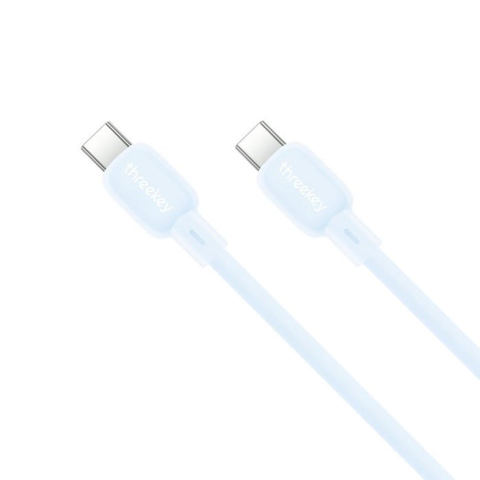 ThreeKey TK-NB09 Καλώδια Σιλικόνης Type-C σε Type-C 60W Μπλε