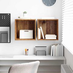 vidaXL Ντουλάπα Τοίχου με ράφι 2 pcs Παλιό ξύλο 37 x 37 x 37 εκ