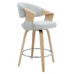 Σκαμπό Bar ArteLibre VIONARA Ανοιχτό Γκρι/Φυσικό 55x52.5x95cm