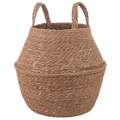 vidaXL Γλάστρα με Χερούλια Φυσικό Ø 22 x 20 cm 100% Θαλασσόχορτο