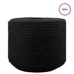 vidaXL Κωτόσχοινo 8 mm 50 m Μαύρο 100% Βαμβάκι-thumb-1