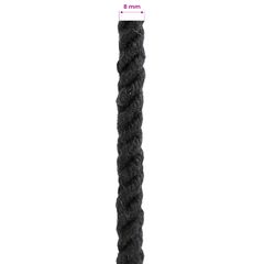 vidaXL Κωτόσχοινo 8 mm 50 m Μαύρο 100% Βαμβάκι-thumb-4
