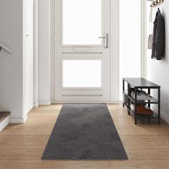 vidaXL Δερμάτινο Χαλί Γκρι 80 x 400 εκ. 100% Πολυπροπυλένιο Τούφτα