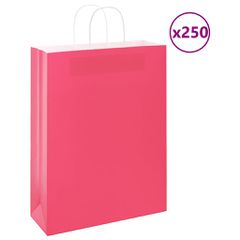 vidaXL Χάρτινες σακούλες 250 τεμάχια με χερούλια Ροζ 32x12x42 εκ.