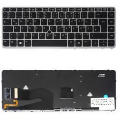 Deutsche Tastatur für Laptop - German Laptop Keyboard για HP EliteBook 840 G1 - Product number : J0D90AV 776474-071 730794-001 DE Pointer Backlight Black Silver Frame ( Κωδ.40363DEBLSIL )