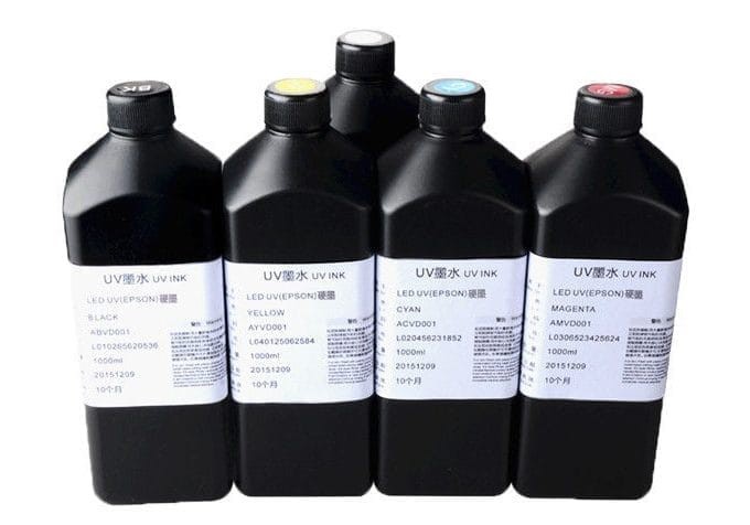 UV Μελάνια Πλήρες Set 6×500ml — CMYK + Λευκό + Βερνίκι