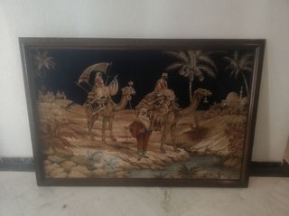 Γερμανικός μεγάλος πινακας vintage απο βελουτε ύφασμα