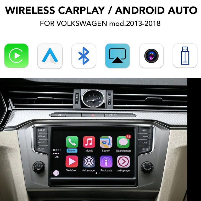 DIGITAL IQ VW 293 CPA (WIRELESS CARPLAY / ANDROID AUTO BOX for VW mod. 2013-2018 with 2 CAMERAS)