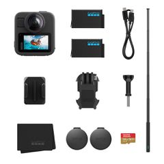 GoPro CHDFZ-311-RW Max 2 Action Camera 5K Λήψης 360° Υποβρύχια Accessories Bundle με Οθόνη Αφής 1.82" και Wi-Fi Μαύρη