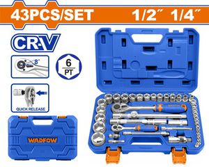 Wadfow WST3D43 Καστάνια με Καρυδάκια 1/4" & 1/2" 43 Τεμάχια