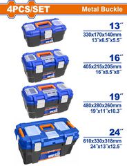 Wadfow WTB4104 Βαλίτσα Εργαλείων Πλαστική 4τμχ 13"-16"-19"-24" Με Μεταλλικά Κουμπώματα