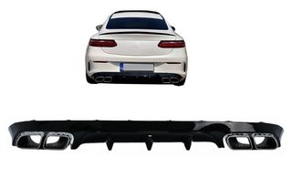 ΠΙΣΩ ΣΠΟΙΛΕΡ Rear Diffuser with Exhaust Tips Mercedes E-Class C238 A238 AMG Sport Line Coupe Cabrio (2016-2019) E63 AMG Design Chrome Edition