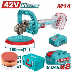 Αλοιφαδόρος Γωνιακός Μπαταρίας TOTAL Li-ion 42V / 180mm με 2 Μπαταρίες 2Ah BL Motor Επαγγελματικό ( TAPLI42182E )