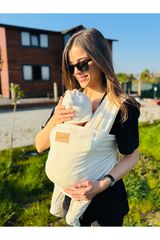 Stewehome Ελαστικός μάρσιπος αγκαλιάς από βαμβακερό ύφασμα με τσέπη για μωρά Μπεζ