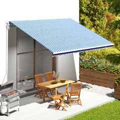 vidaXL Ανταλλακτικό Ύφασμα Τέντας Μπλε και Λευκό 4,5x3,5 μ. Πολυεστέρας