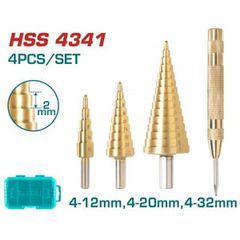 Total TACSD2041 Σετ 4 Κωνικά Τρυπάνια HSS για Μέταλλο 0-10mm