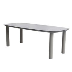 ΤΡΑΠΕΖΙ DOSUN HM6202.02 ΚΡΕΜ ΑΛΟΥΜΙΝΙΟ-3D PRINT ΓΥΑΛΙ ΚΕΡΑΜΙΚΟ LOOK 220x100x75Υεκ