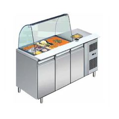ΠΡΟΣΦΟΡΑ!!! KARAMCO GN2100SALGC-HC (136x70x85/136,5cm - 228 Lit) Ψυγείο Πάγκος με Βιτρίνα 1xGN1/1 - +2/+8°C - 230Watt