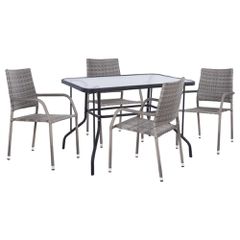 ΣΕΤ ΤΡΑΠΕΖΑΡΙΑΣ 5ΤΜΧ ΕΞ.ΧΩΡΟΥ ADAM HM10873.02 ΜΕΤΑΛΛΟ & WICKER ΣΕ ΓΚΡΙ