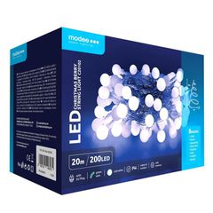 Modee Χριστουγεννιάτικα Λαμπάκια LED Τυπού Berry με Βύσμα (200LED/20m/10cm) Ψυχρό Λευκό