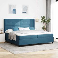 Κρεβάτι με ελατήρια με κεφαλάρι Μπλε 200 x 200 cm Βελούδο 3343890