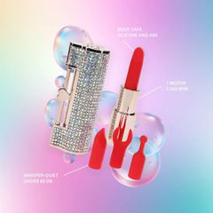 Diamond - Lipstick Vibrator with 4 Attachments - Iridescent-thumb-2