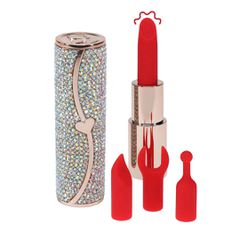 Sparkle - Lipstick Vibrator with 4 Attachments - Iridescent-thumb-3