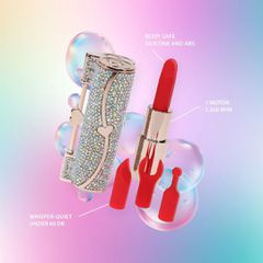 Sparkle - Lipstick Vibrator with 4 Attachments - Iridescent-thumb-5