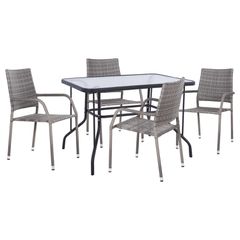 ΣΕΤ ΤΡΑΠΕΖΑΡΙΑΣ 5ΤΜΧ ΕΞ.ΧΩΡΟΥ ADAM HM10873.02 ΜΕΤΑΛΛΟ & WICKER ΣΕ ΓΚΡΙ