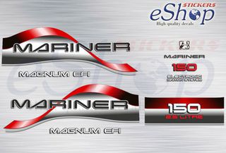 Αυτοκόλλητα σετ για Mariner 150 Hp 2,5 litre Magnum EFI 2 δίχρονη 1996 - 1997 - 1998 έκδοση κόκκινη
