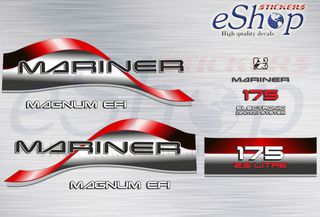 Αυτοκόλλητα σετ για Mariner 175 Hp 2,5 litre Magnum EFI 2 δίχρονη 1996 - 1997 - 1998 έκδοση κόκκινη