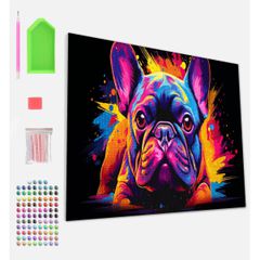 Splat Planet Σετ Diamond Painting "Neon Bulldog" σε Καμβά με Τελάρο 30x40cm