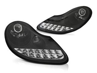 ΦΑΝΑΡΙΑ ΕΜΠΡΟΣ Tuning headlight set with DRL Porsche Boxster 986, 911 Carrera 996 1996-2001 with black base, left and right