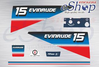 Αυτοκόλλητα σετ για Evinrude (Fifteen) 15 Hp δίχρονης έκδοσης 1980