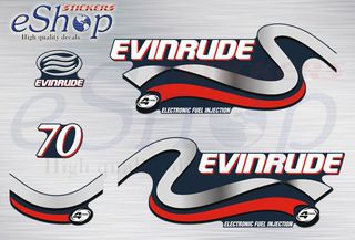 Αυτοκόλλητα σετ για Evinrude 70 Hp τετράχρονης white version 1999 2000