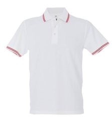 JRC Paris Man Ανδρικό πόλο πικέ 180gsm - 100% Βαμβάκι πενιέ WHITE/ORANGE