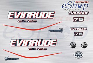 Αυτοκόλλητα σετ για Evinrude 75 Hp e-tec μπλε μηχανή 2004 2009