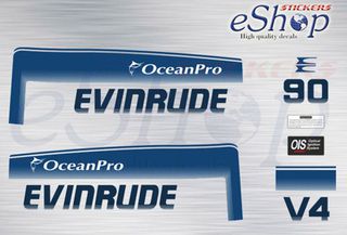 Αυτοκόλλητα σετ για Evinrude 90 Hp Δίχρονης Ocean Pro έκδοση 1993 1998