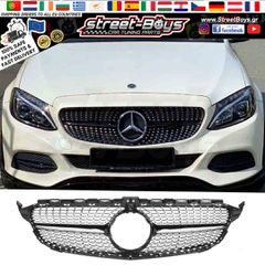 ΜΑΣΚΑ ΠΡΟΦΥΛΑΚΤΗΡΑ [DIAMOND TYPE] ΜΑΥΡΗ ΜΕ ΧΡΩΜΙΟ MERCEDES BENZ W205 S205 C205 A205 (2014-2018) | Street Boys - Car Tuning Shop |