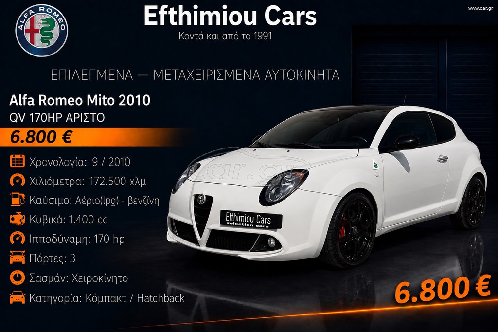Alfa Romeo Mito 2010 QV 170HP ΑΡΙΣΤΟ