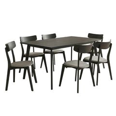 Tραπεζαρία Loyo - Reun Intrahome σετ 7τμχ rustic grey - ύφασμα γκρι 150x90x75εκ INTRAPA-311111204