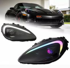 ΦΑΝΑΡΙΑ ΕΜΠΡΟΣ LED Headlights Chevrolet Corvettes, C6 retrofit with RGB LED daytime running lights