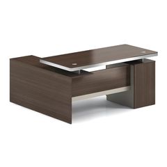 WOODWELL CONCEPT Γραφείο Αναστρέψιμη Γωνία, Απόχρωση Καρυδί - Μπεζ 180x80/160x40 (H.75/62)cm ΕΟ804,2
