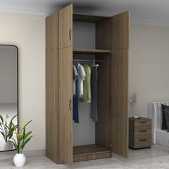 Ντουλάπα ρούχων Taon Intrahome δίφυλλη με πατάρι χρώμα καρυδί 100x60x240εκ. intrahome-3797111