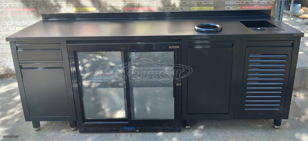 Πόστο Καφέ / Coffee Station Ral Μαύρο Με Back Bar 230x70x90Cm - Καινούργιο.