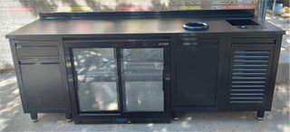 Πόστο Καφέ / Coffee Station Ral Μαύρο Με Back Bar 230x70x90Cm - Καινούργιο.