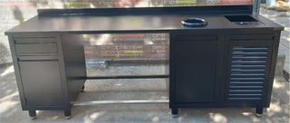 Πόστο Καφέ / Coffee Station Ral Μαύρο Με Back Bar 230x70x90Cm - Καινούργιο.-thumb-4