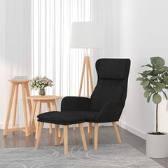 Πολυθρόνα Relax Μαύρη Βελούδινη με Σκαμπό 3097826