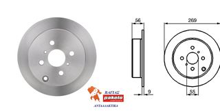 ΣΕΤ ΔΙΣΚΟΠΛΑΚΕΣ ΠΙΣΩ TOYOTA COROLLA E12 , YARIS , YARIS VERSO 424310D070,4243112210 BG3867 DELPHI